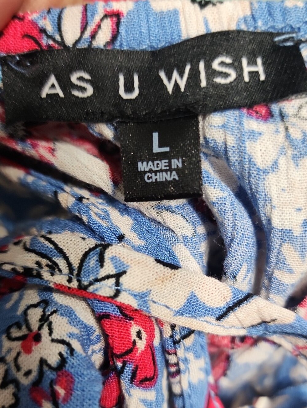 Blue Floral Mini Dress with Red, White And Blue Size L BOHO chic - Picture 13 of 13